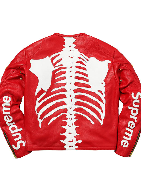 Skeleton Vanson Red Genuine Leather Jacket