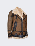 Mens Brown B3 Shearling Leather Flight Jacket