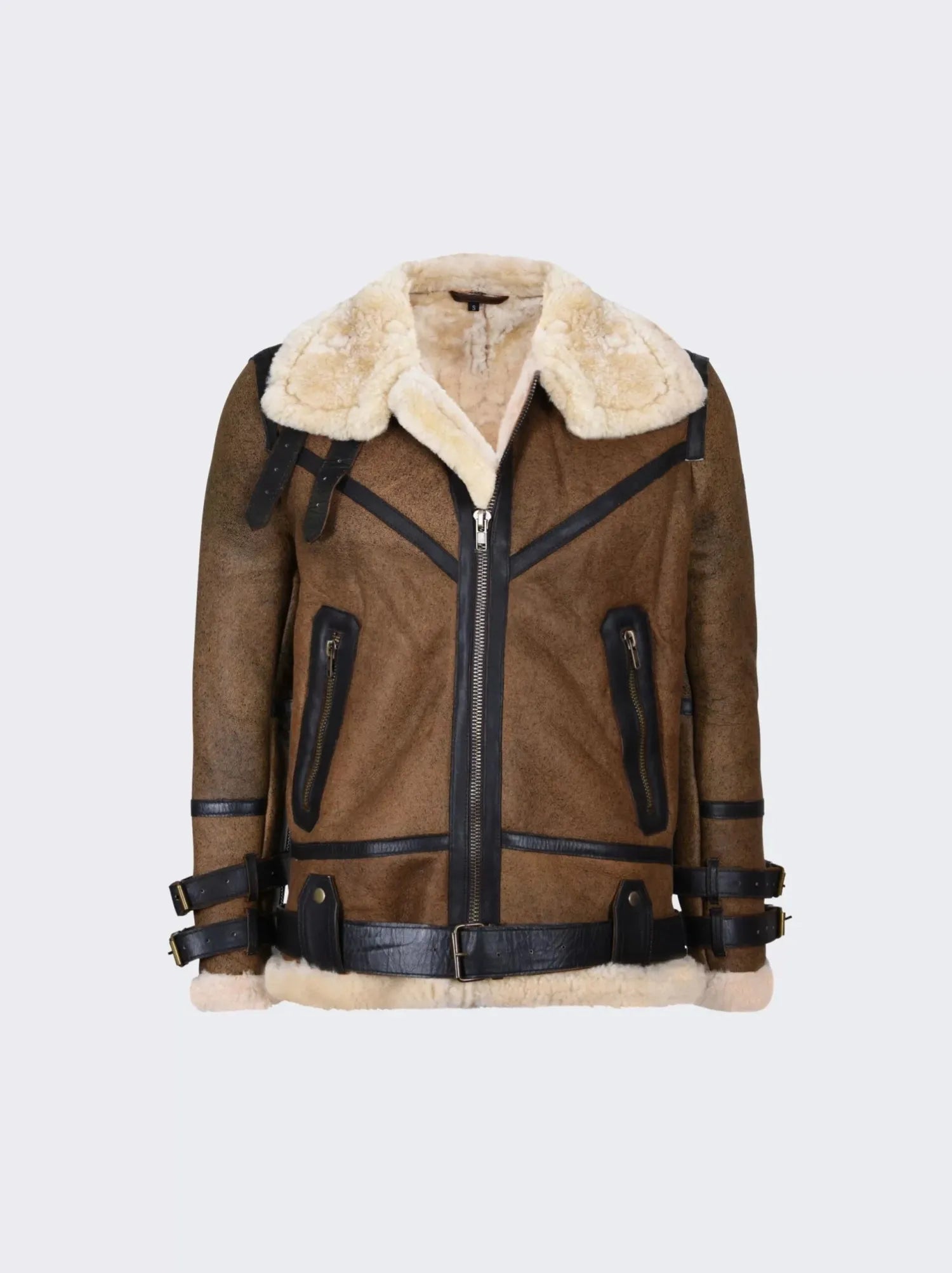 Mens Brown B3 Shearling Leather Flight Jacket