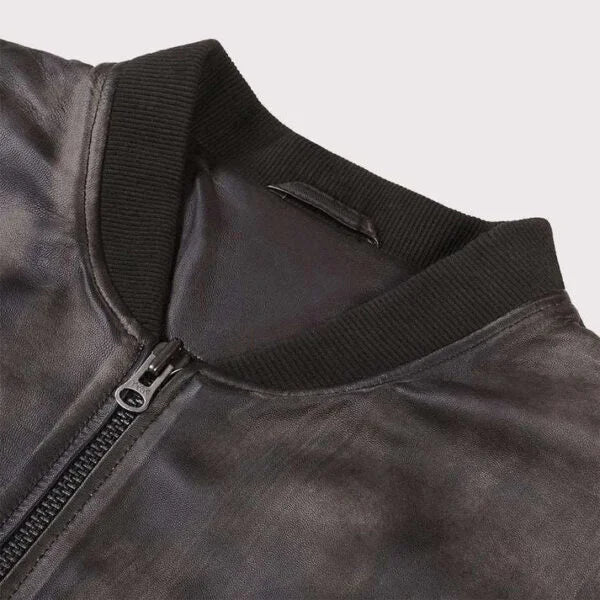 Distressed Varsity Leather Baseball Jacket – Vintage Athletic Edge