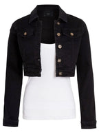 Womens Black Denim Jacket Cropped