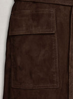 Womens Dark Brown Suede Leather Trench Coat