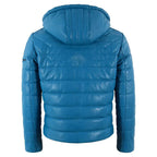 Mens Puffer Hooded Leather Jacket