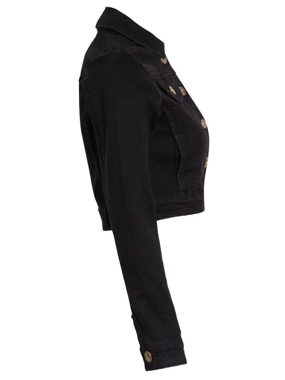 Womens Black Denim Jacket Cropped