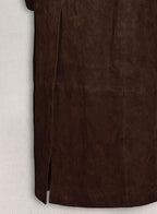 Womens Dark Brown Suede Leather Trench Coat
