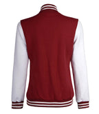 Womens Maroon White Sleeves Varsity Jacket