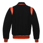 Womens Black Wool Orange Leather Jacket